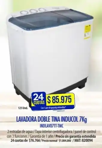 Lavadora Doble Tina Inducol 7kg