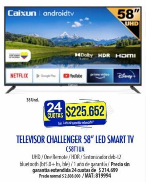 Rayco Caixun Televisor 58" Led Smart TV oferta