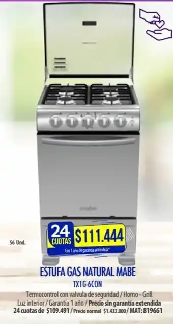 Rayco Estufa Gas Natural Mabe oferta