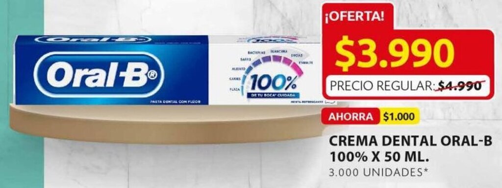 Ara Crema Dental Oral-B 100% 50ml oferta