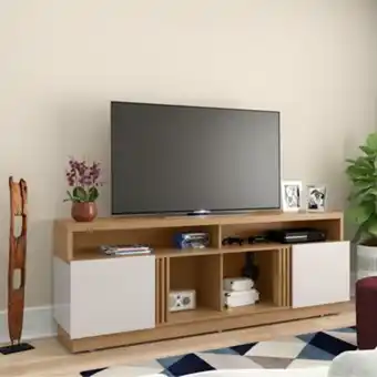 Rack tv hasta 70 pulgadas itapua natural real blanco multimuebles