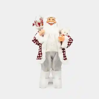 Panamericana Santa de 60 cm con traje blanco/rojo, oso y bolsa de regalos oferta