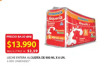 Ara Leche entera alquera de 900 ml x 6 un. oferta