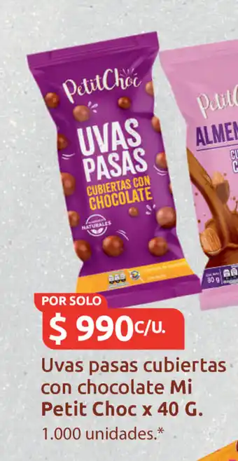 Ara Uvas pasas cubiertas con chocolate mi petit choc x 40 g. oferta