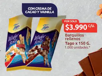 Ara Barquillos rellenos tago x 150 g. oferta