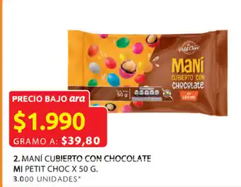 Ara 2.Maní cubierto con chocolate mi petit choc x 50 g. oferta