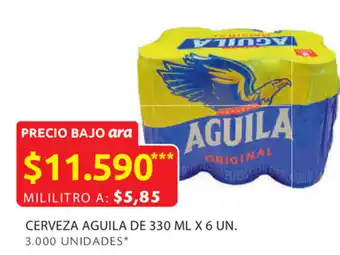 Ara Cerveza aguila de 330 ml x 6 un oferta