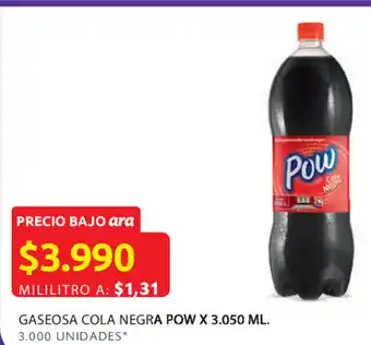 Ara Gaseosa cola negra pow x 3.050 ml. oferta