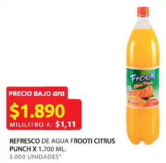 Ara Refresco de agua frooti citrus punch x 1.700 ml. oferta
