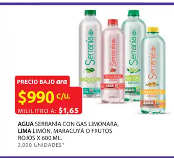 Ara Agua serranía con gas limonara, lima limón oferta