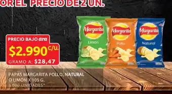 Ara Papas margarita pollo natural o limón oferta