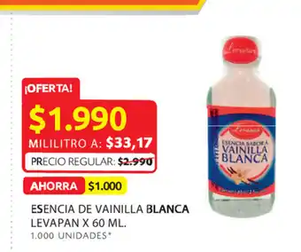 Ara Esencia de vainilla blanca levapan x 60 ml. oferta