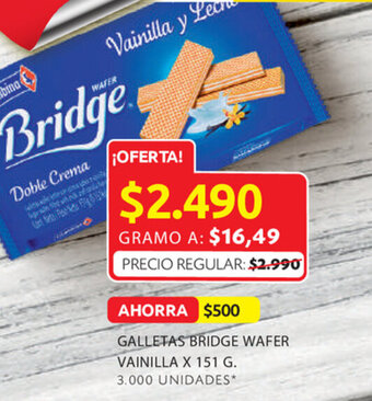 Ara Galletas bridge wafer vainilla x 151 g. oferta