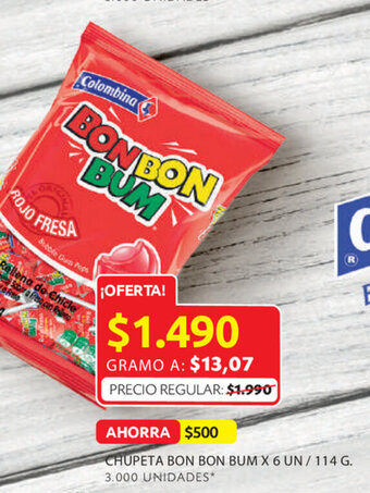 Ara Chupeta bon bon bum x 6 un / 114 g. oferta