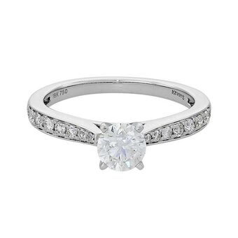 Kevin's Joyeros Anillo compromiso en oro blanco de 18 kilates, con diamante central de 0.50 ct y decoración en diamantes de 0.18 ct oferta