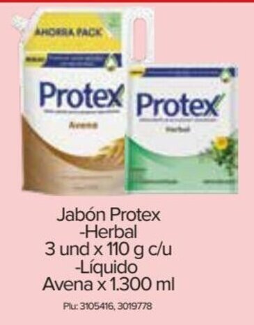 Super Inter Protex Jabon Herbal / 3 und x 110g c/u / Liquido Avena x 1300 ml oferta