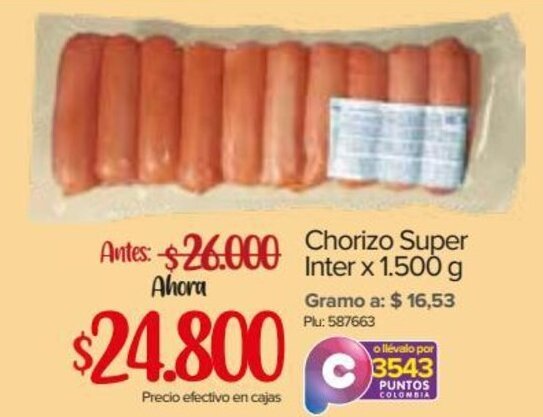 Super Inter Super Inter Chorizo x 1500g oferta