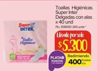 Super Inter Super Inter Toallas Higienicas Delgadas con alas x 40 und oferta