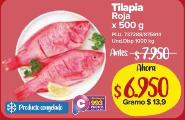 Super Inter Tilapia roja x 500g oferta
