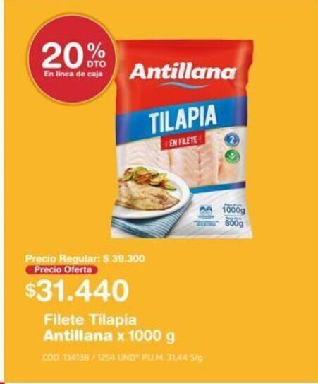 Makro Antillana Filete Tilapia x 1000g oferta
