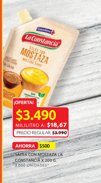 Ara Salsa con mostaza la constancia x 200 g. oferta