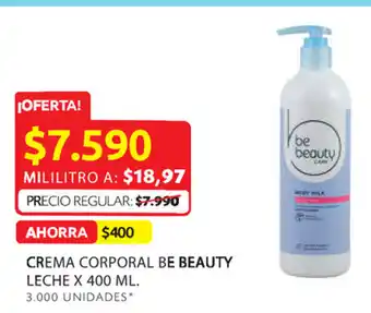 Ara Crema corporal be beauty leche x 400 ml. oferta