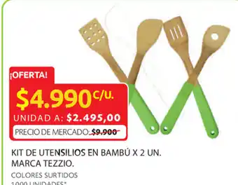 Ara Kit de utensilios en bambú x 2 un marca tezzio oferta