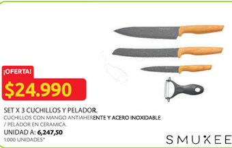 Ara Set x 3 cuchillos y pelador oferta