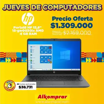Alkomprar Portátil HP 15,6" 15-gwoo30la AMD 4 GB RAM oferta