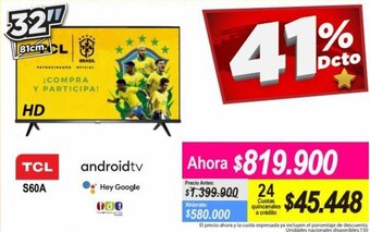 Alkomprar TCL Android TV 32" oferta