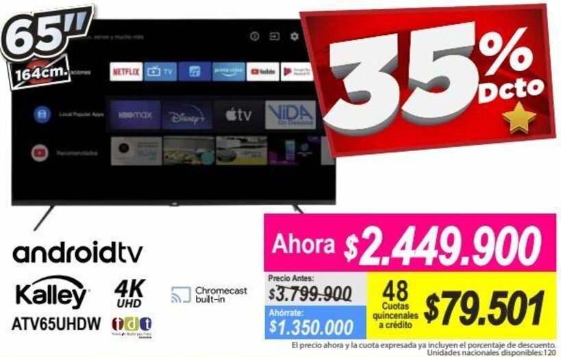 Alkomprar Kalley 4K UHD AndroidTV 65" oferta