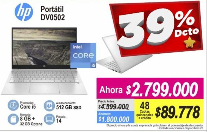 Alkomprar HP Portátil DV0502 oferta