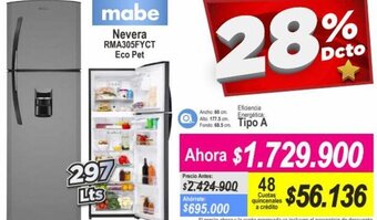 Alkomprar Mabe Nevera RMA305FYCT Eco Pet oferta