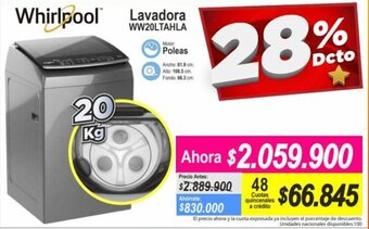 Alkomprar Whirlpool Lavadora WW20LTAHLA 20kg oferta