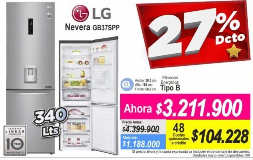 Alkomprar LG Nevera 340L oferta