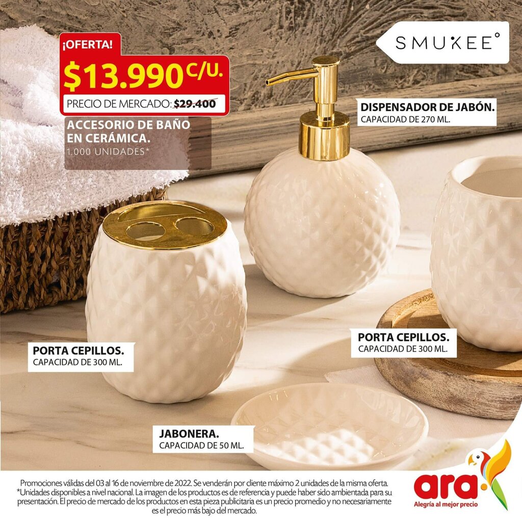 Ara Smukee Accesorio de Baño En Ceramica oferta