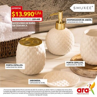 Ara Smukee Accesorio de Baño En Ceramica oferta