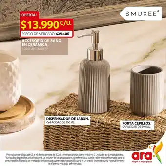 Ara Smukee Accesorio de Baño En Ceramica oferta