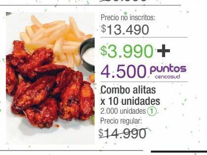 Jumbo Combo alitas x 10 unidades oferta