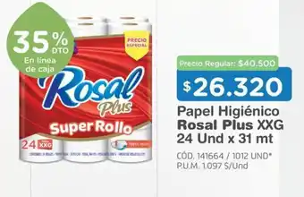 Makro Rosal Plus Papel Higienico XXG 24 und x 31 mt oferta