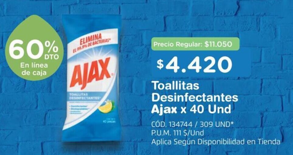 Makro Ajax Toallitas Desinfectantes x 40 und oferta