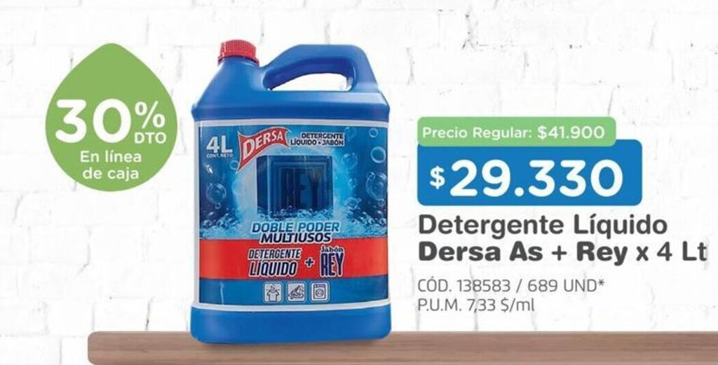 Makro Dersa AS Detergente Liquido + Rey x 4 Lt oferta