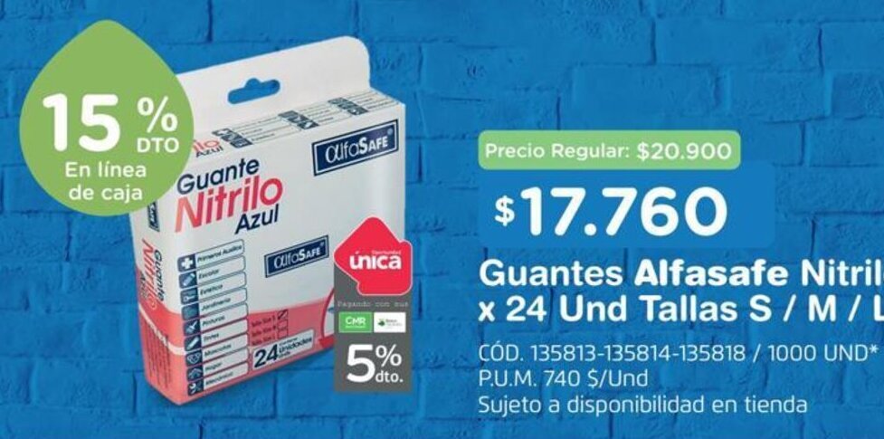 Makro Alfasafe Guantes Nitrilo x 24 und Tallas S/ M / L oferta