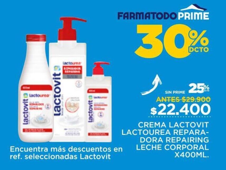 FarmaTodo Lactovit Crema Lactourea Reparadora Repairing Leche Corporal x 400 ml oferta