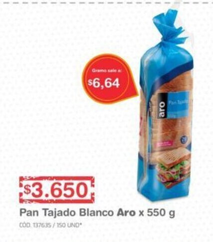 Makro Aro Pan Tajado Blanco x 550g oferta