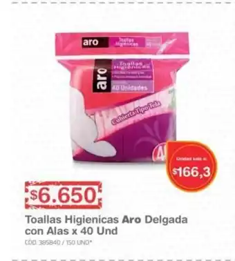 Makro Aro Toallas Higienicas Delgada con Alas x 40 und oferta