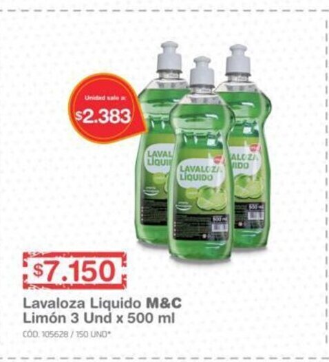 Makro M&C Lavaloza Liquido Limon 3 und x 500 ml oferta