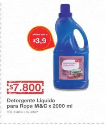 Makro M&C Detergentes Liquido para Ropa x 2000 ml oferta