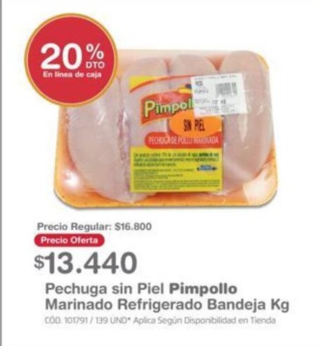 Makro Pimpollo Pechuga sin piel Marinado Refrigerado Bandeja kg oferta