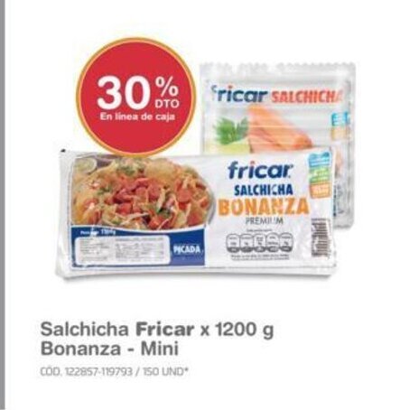 Makro Fricar Salchicha x 1200g Bonanza - Mini oferta